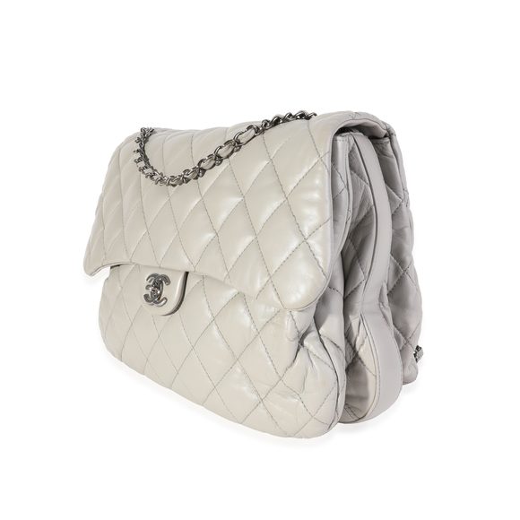 Chanel Gray Quilted Lambskin 3 Accordion Maxi Flap Bag - Picture 2 of 8